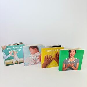 Set of 4 Lovevery Board Books - First Signs Parts of Me Bedtime Zoe Bea Checkup